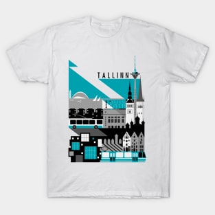 Tallinn. Sini-must-valge. T-Shirt